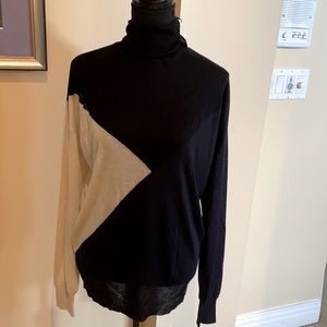 turtleneck tri colored long sleeve sweater